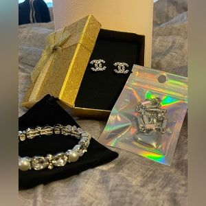 3 piece Jewelry Bundle two Bracelets and Earrings